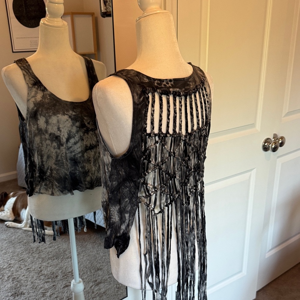 Tie-Dye Fringe Tank Top